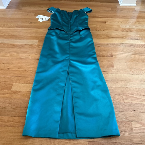 NWT Scott McClintock Petites Vintage Formal Gown Prom Dress Size 6 Turquoise - Picture 7 of 13